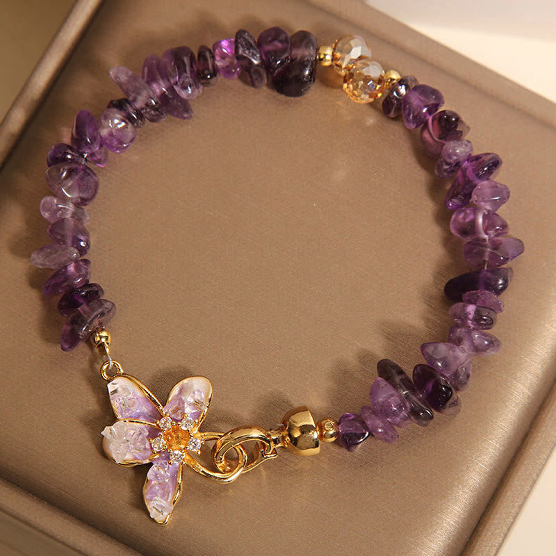 Fortune Jewel Natural Irregular Gravel Amethyst Blue Crystal Wisteria Balance Bracelet