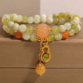 Fortune Jewel Double Wrap Gourd Pumpkin Green Grape Serpentine Jade Luck Bracelet