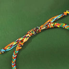 Fortune Jewel Handmade Peace Buckle Jade Prosperity 925 Sterling Silver Colorful Rope Bracelet - Fortune Jewel