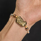 Fortune Jewel Gold Sheen Obsidian PiXiu Wealth Rope Bracelet