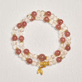 Fortune Jewel Natural Strawberry Quartz Crystal Bamboo Positive Double Wrap Bracelet