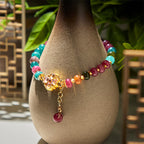 Fortune Jewel Tourmaline Four Leaf Clover Flower Love Bracelet