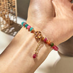Fortune Jewel Tourmaline Four Leaf Clover Flower Love Bracelet
