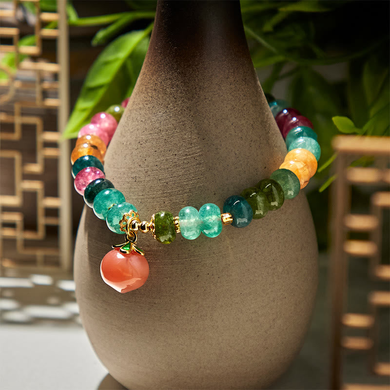 Fortune Jewel Tourmaline Yanyuan Agate Peach Positive Bracelet