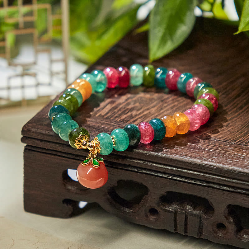 Fortune Jewel Tourmaline Yanyuan Agate Peach Positive Bracelet