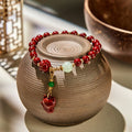 Fortune Jewel Cinnabar Lotus Cute Fox Charm Blessing Bracelet