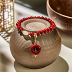 Fortune Jewel Natural Cinnabar Peace Buckle Charm Blessing Bracelet