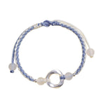 Fortune Jewel 925 Sterling Silver Mobius White Agate Bead Braided String Protection Bracelet