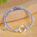 Fortune Jewel 925 Sterling Silver Mobius White Agate Bead Braided String Protection Bracelet