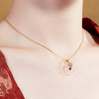 Fortune Jewel 925 Sterling Silver Peace Buckle Cloud Chalcedony Necklace Harmony Pendant