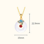 Fortune Jewel 925 Sterling Silver Peace Buckle Cloud Chalcedony Necklace Harmony Pendant