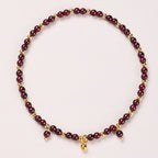 Fortune Jewel Natural 4mm Garnet Copper Gold Plated Calm Anklet