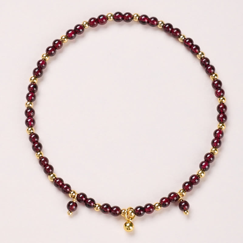 Fortune Jewel Natural 4mm Garnet Copper Gold Plated Calm Anklet