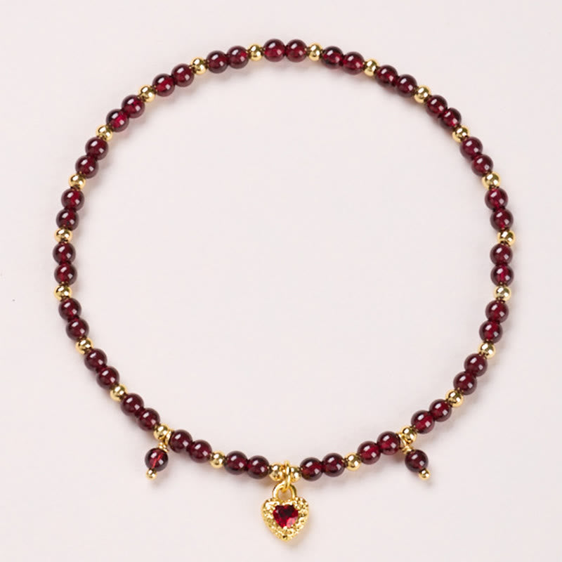 Fortune Jewel Natural 4mm Garnet Copper Gold Plated Calm Anklet
