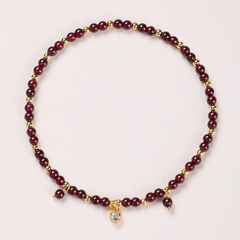 Fortune Jewel Natural 4mm Garnet Copper Gold Plated Calm Anklet