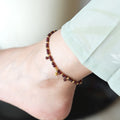 Fortune Jewel Natural 4mm Garnet Copper Gold Plated Calm Anklet