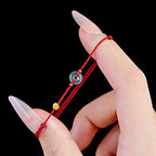 Fortune Jewel Peace Buckle Copper Coins Jade Red String Connection Bracelet Anklet
