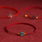 Fortune Jewel Peace Buckle Copper Coins Jade Red String Connection Bracelet Anklet