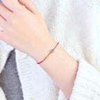 Fortune Jewel Peace Buckle Copper Coins Jade Red String Connection Bracelet Anklet