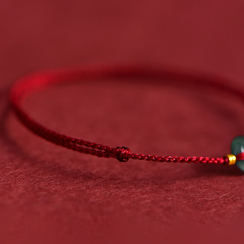 Fortune Jewel Peace Buckle Copper Coins Jade Red String Connection Bracelet Anklet
