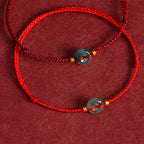 Fortune Jewel Peace Buckle Copper Coins Jade Red String Connection Bracelet Anklet