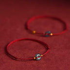 Fortune Jewel Peace Buckle Copper Coins Jade Red String Connection Bracelet Anklet