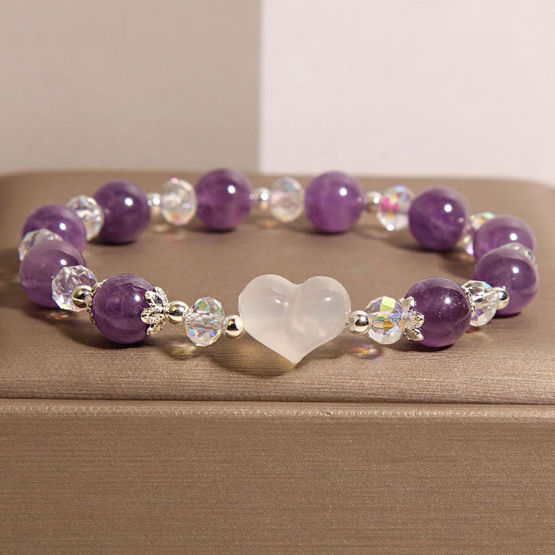 Fortune Jewel Heart Amethyst White Agate Balance Bracelet