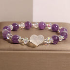 Fortune Jewel Heart Amethyst White Agate Balance Bracelet