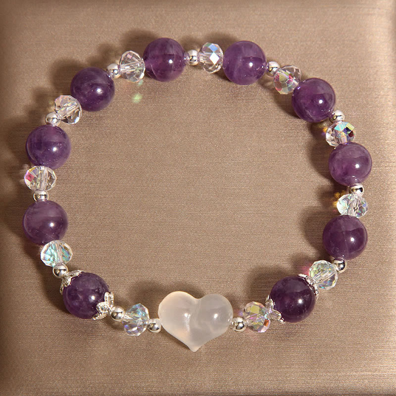 Fortune Jewel Heart Amethyst White Agate Balance Bracelet