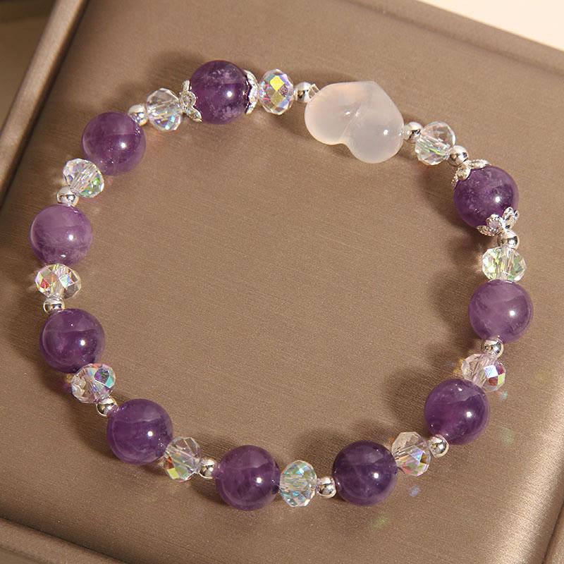 Fortune Jewel Heart Amethyst White Agate Balance Bracelet