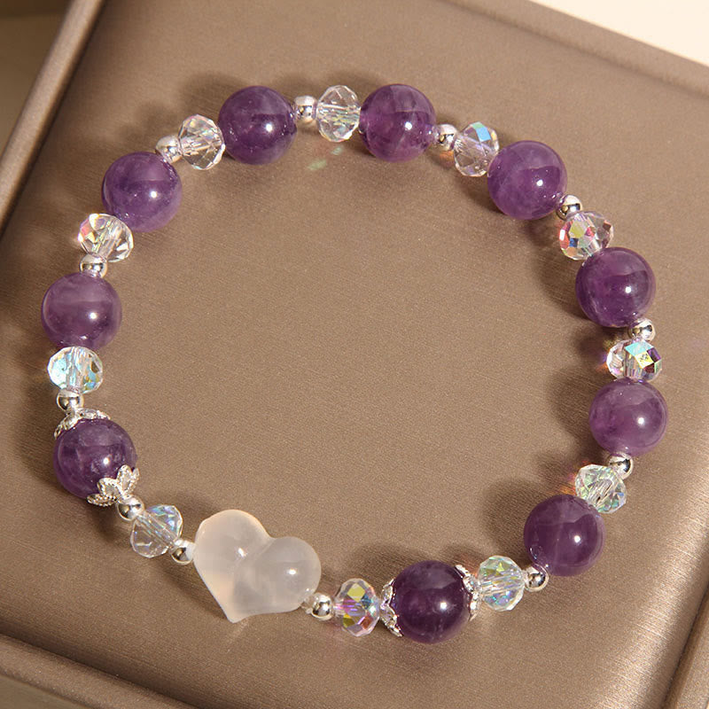 Fortune Jewel Heart Amethyst White Agate Balance Bracelet