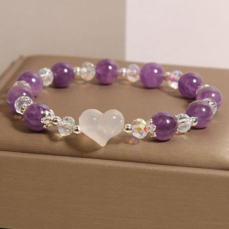 Fortune Jewel Heart Amethyst White Agate Balance Bracelet