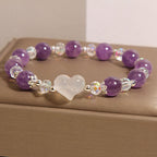 Fortune Jewel Heart Amethyst White Agate Balance Bracelet