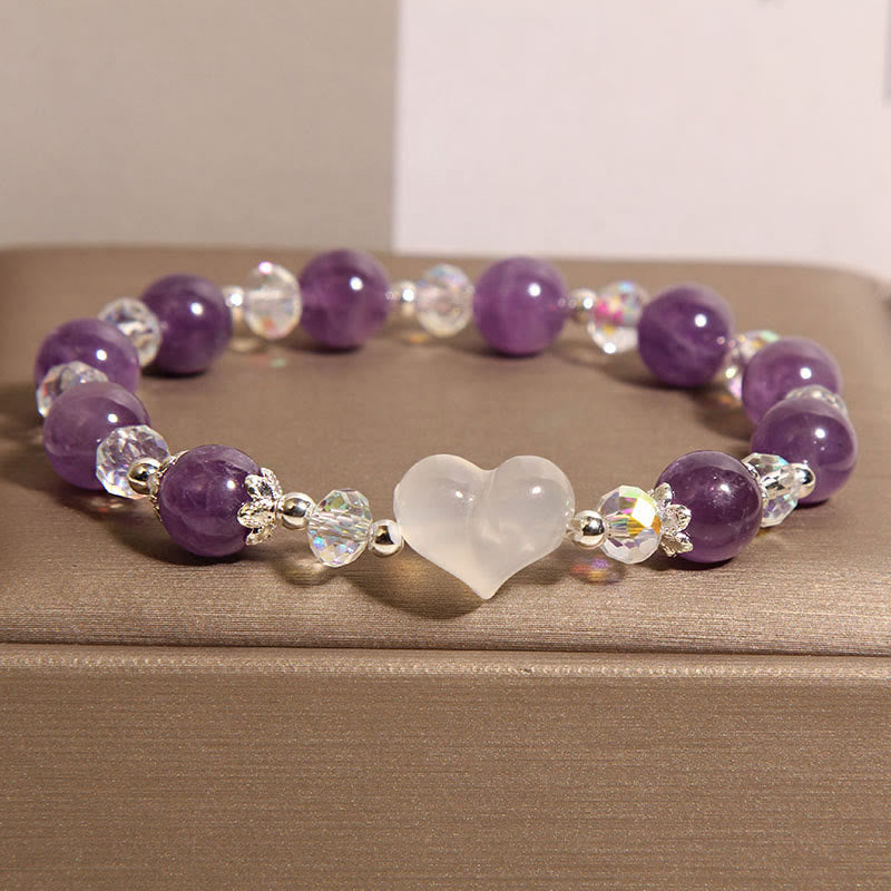 Fortune Jewel Heart Amethyst White Agate Balance Bracelet