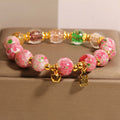 Fortune Jewel Fu Character Pink Liuli Luck Bracelet