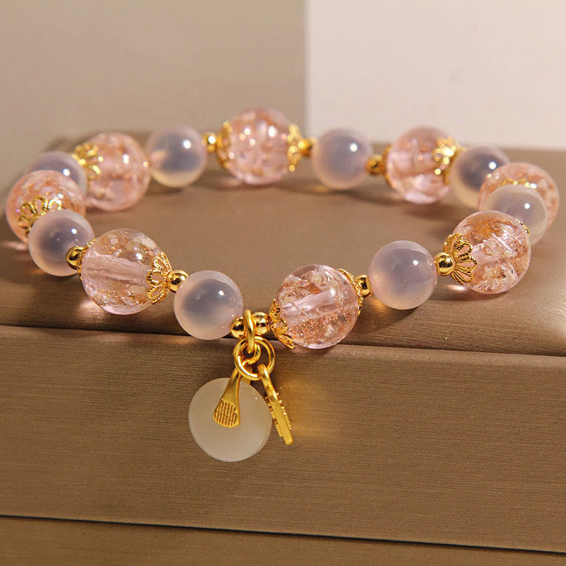 Fortune Jewel Fu Character Peace Buckle Liuli Candy Agate Healing Bracelet