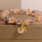 Fortune Jewel Fu Character Peace Buckle Liuli Candy Agate Healing Bracelet