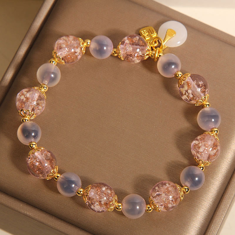 Fortune Jewel Fu Character Peace Buckle Liuli Candy Agate Healing Bracelet