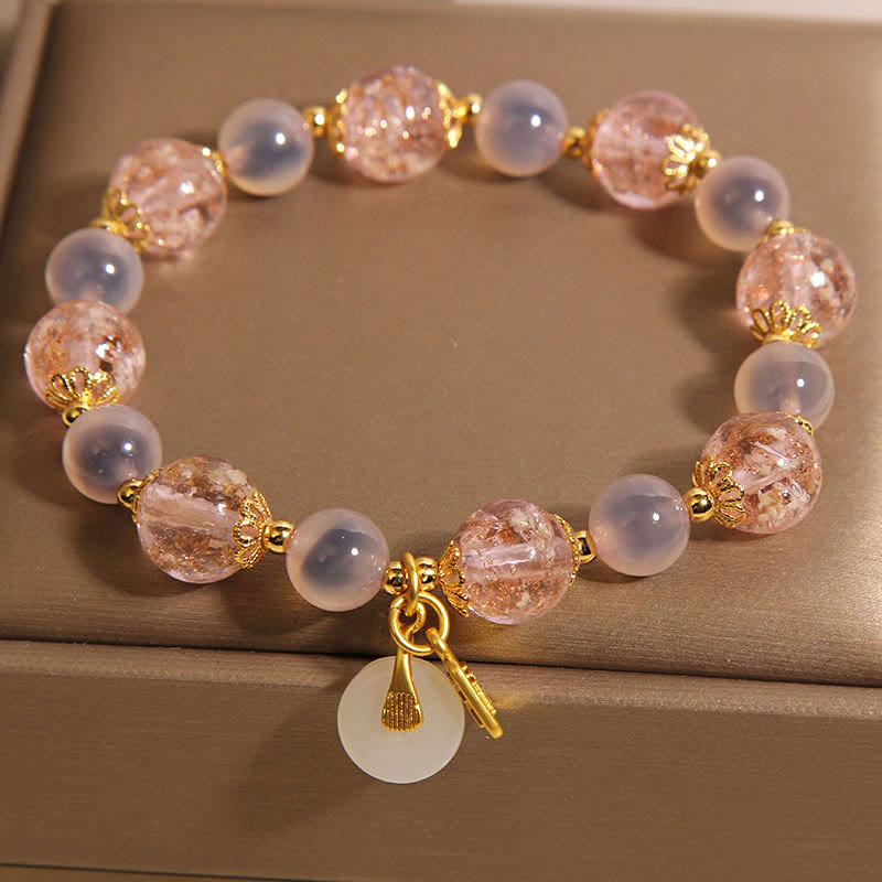 Fortune Jewel Fu Character Peace Buckle Liuli Candy Agate Healing Bracelet
