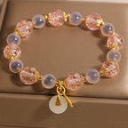 Fortune Jewel Fu Character Peace Buckle Liuli Candy Agate Healing Bracelet