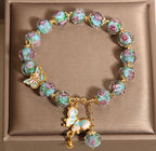 Fortune Jewel Butterfly Charm Rose Flower Liuli Bracelet