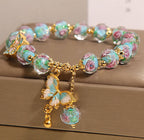 Fortune Jewel Butterfly Charm Rose Flower Liuli Bracelet