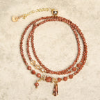 Fortune Jewel Natural 2mm Goldstone Beads Positive Multi Layer Bracelet