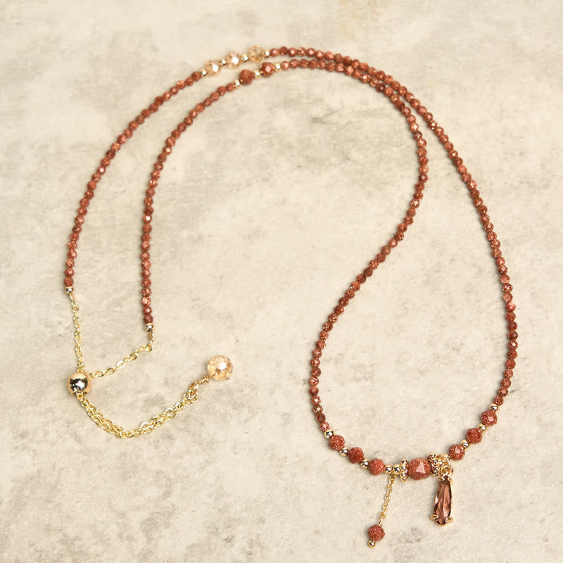 Fortune Jewel Natural 2mm Goldstone Beads Positive Multi Layer Bracelet