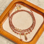 Fortune Jewel Natural 2mm Goldstone Beads Positive Multi Layer Bracelet