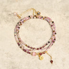 Fortune Jewel 2.5 mm Irregular Beads Colored Tourmaline Coin Wisdom Bracelet