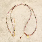 Fortune Jewel 2.5 mm Irregular Beads Colored Tourmaline Coin Wisdom Bracelet