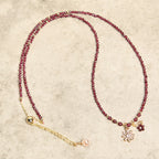 Buddha Stones Natural 2.5mm Garnet Beads Flower Purification Multilayer Bracelet