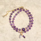 Fortune Jewel Natural Amethyst Beads Balance Multi-layer Bracelet