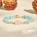 Fortune Jewel Natural Irregular Aquamarine Cute Cat Healing Bracelet